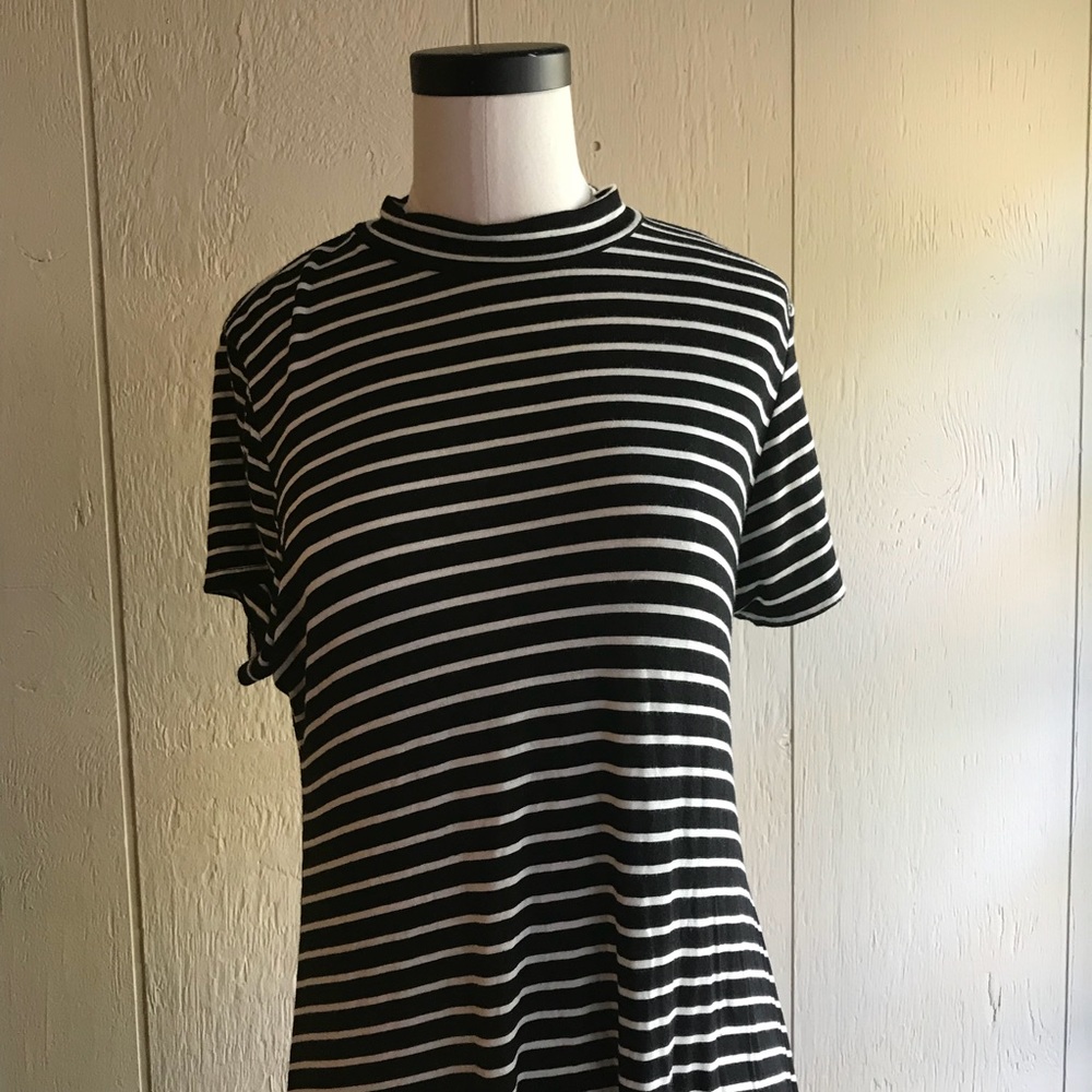 Enough About Me Mock Neck Black Striped Dress - Picture 3 of 8